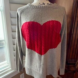 Simply Southern Gray Sweater with Red Heart